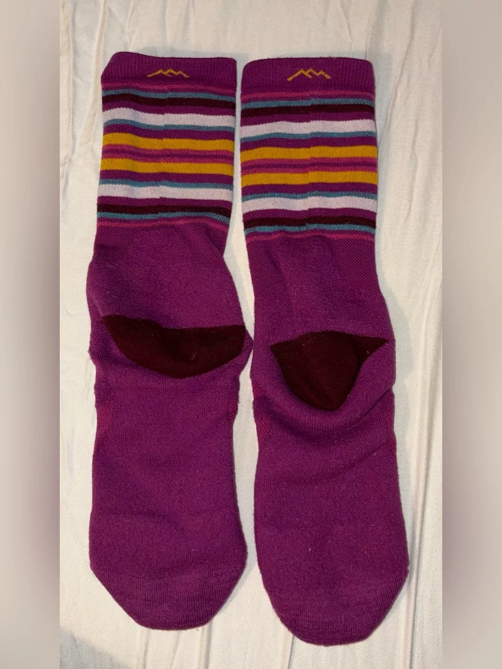 Darn Tough Women’s Purple Striped Crew Socks Size M